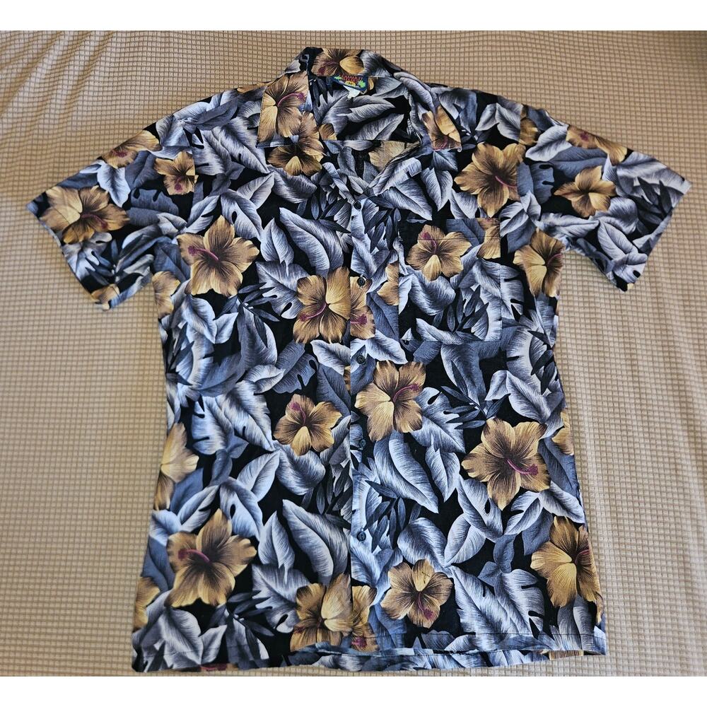Rare Vintage Reverse Print Hawaii Blues Men's Medium Button Down Floral Shirt
